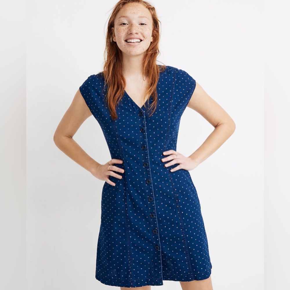Madewell Cap-Sleeve Button-Front Dress